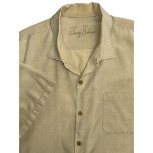 Tommy Bahama Men’s 100% Tencel Lyocell Pick Stitch Beige Camp Shirt Size XXL